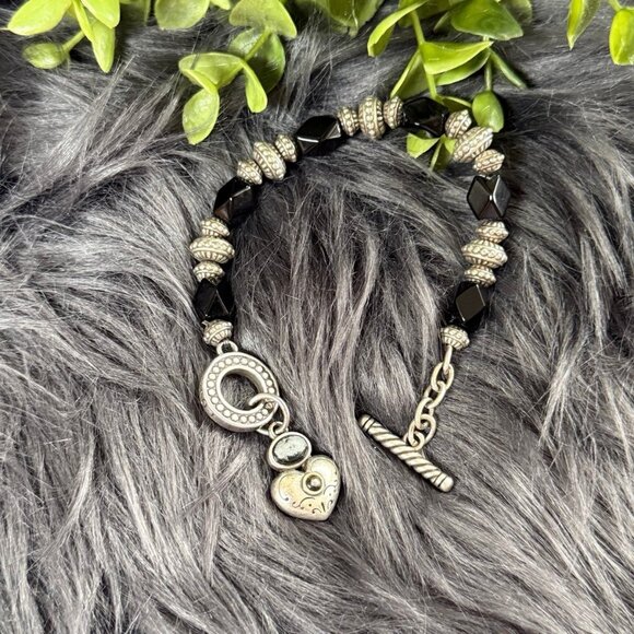 Brighton Black Bead Heart Toggle Bracelet - Picture 4 of 6
